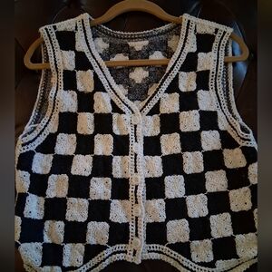 Checkered Crochet Vest